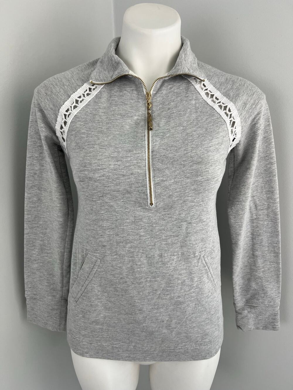 Lilly Pulitzer Skipper Popover Sweatshirt in Heathered Seaside Gray XXS